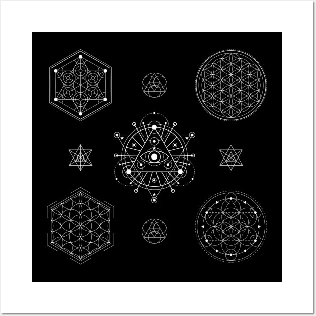 Sacred Geometry Metatron's Cube Flower of Life Seed of Life Spiritual Zen Geometric Design Wall Art by WiccanGathering